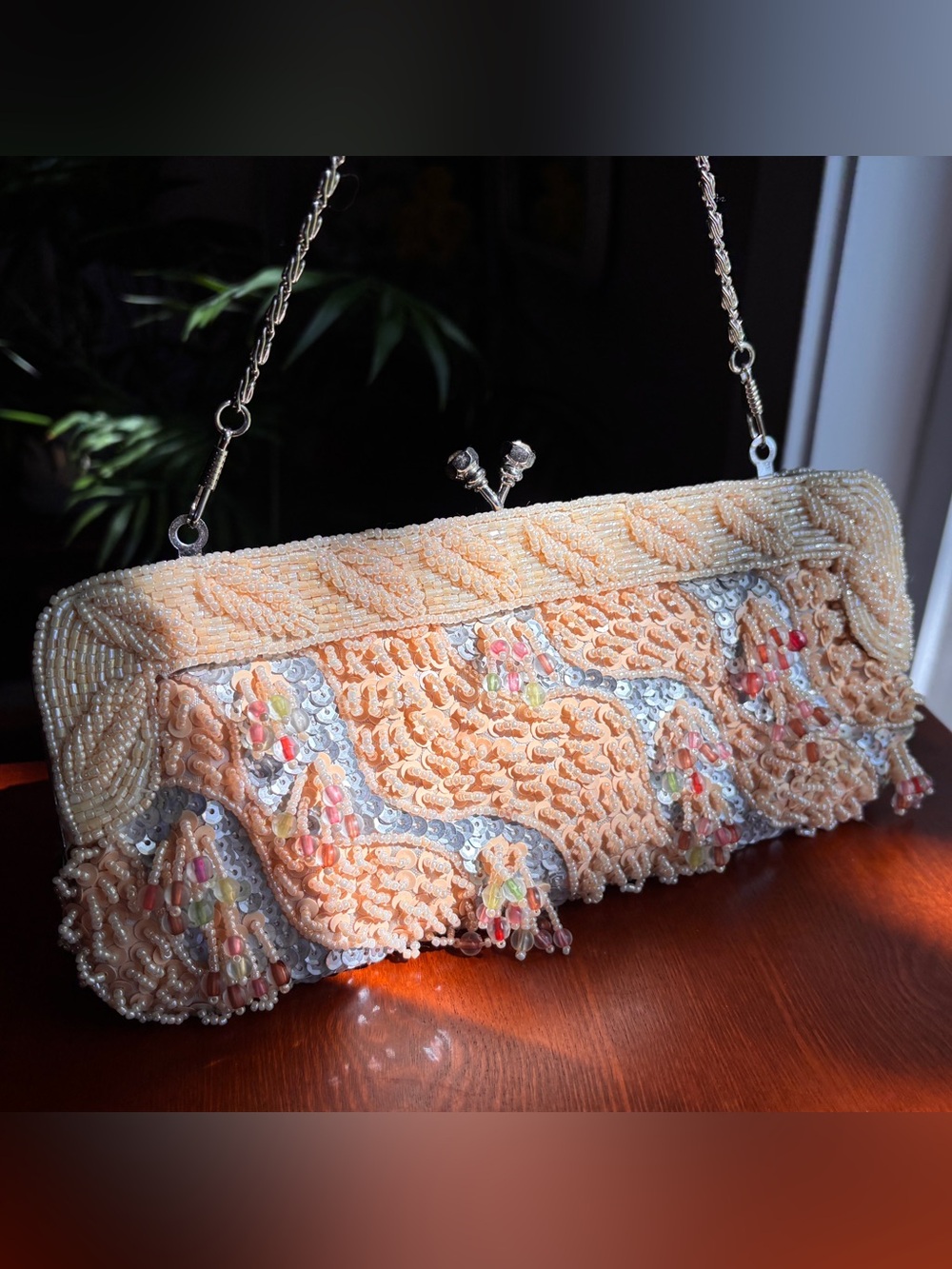 Vintage Beaded Evening Bag Clutch Purse Multi Color Sequins - Picture 11 of 17